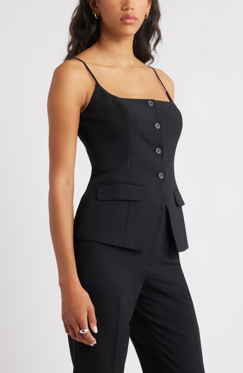 Open Edit Button Front Suiting Camisole In Black