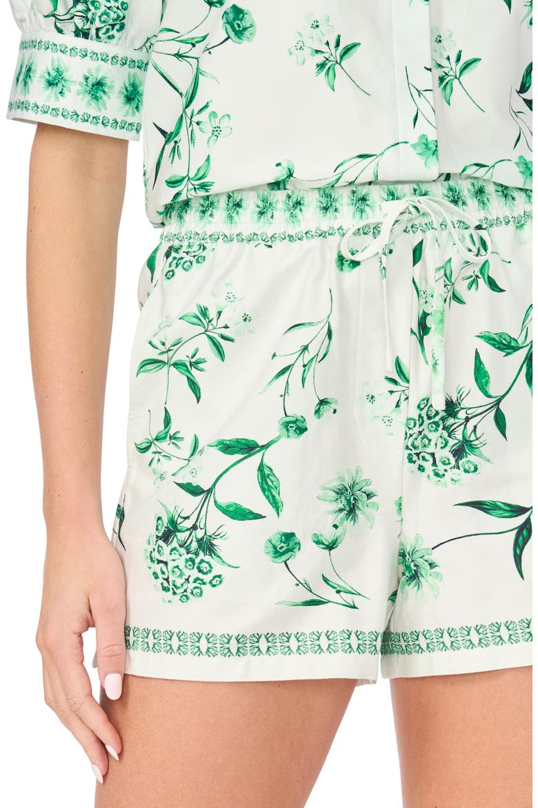 Floral Drawstring Stretch Cotton Shorts, Alternate, color, VIBRANT KELLY