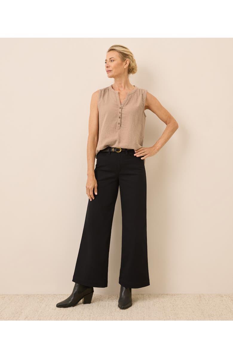Pact Organic Cotton Stretch Twill Wide Leg Pant, Alternate, color, Black