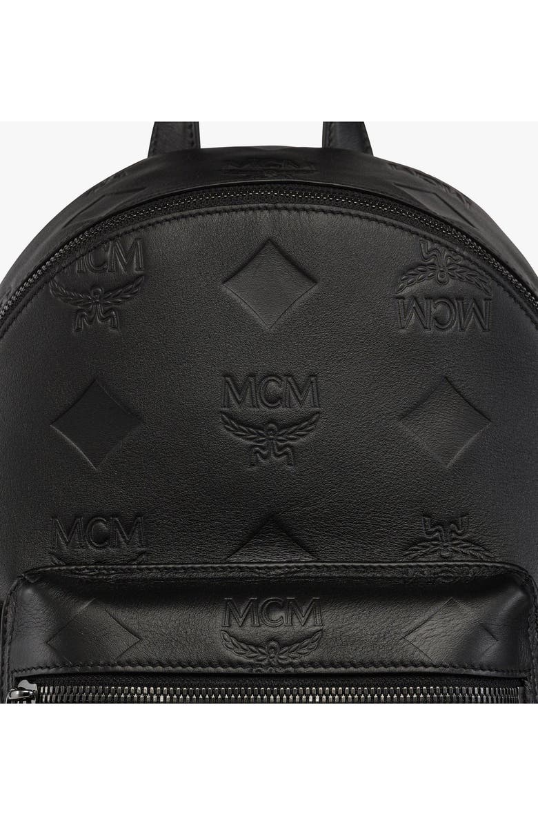 MCM Small Stark Backpack in Maxi Monogram Leather, Alternate, color, Black