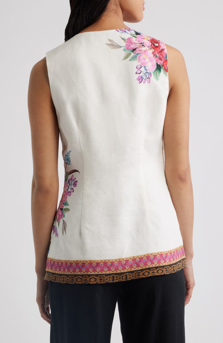 Elie Tahari The Annalise Linen Blouse, Alternate, color, Tiara Garden Print