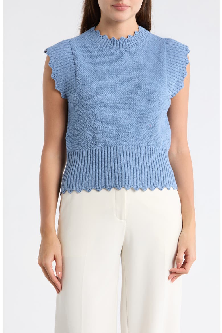 Scalloped Sleeveless Sweater, Main, color, SKY BLUE
