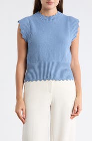 ELIE ELIE TAHARI Scalloped Sleeveless Sweater