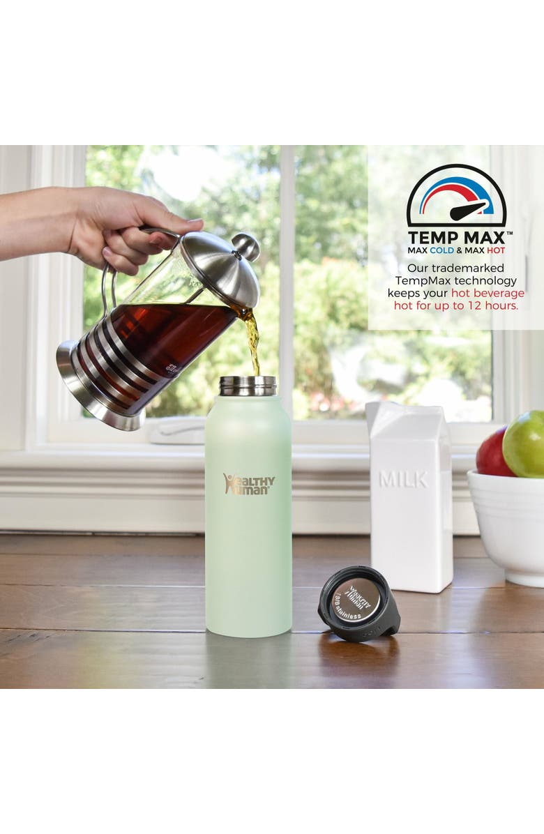 Healthy Human Stainless Steel Water Bottle Double Walled, Alternate, color, Green