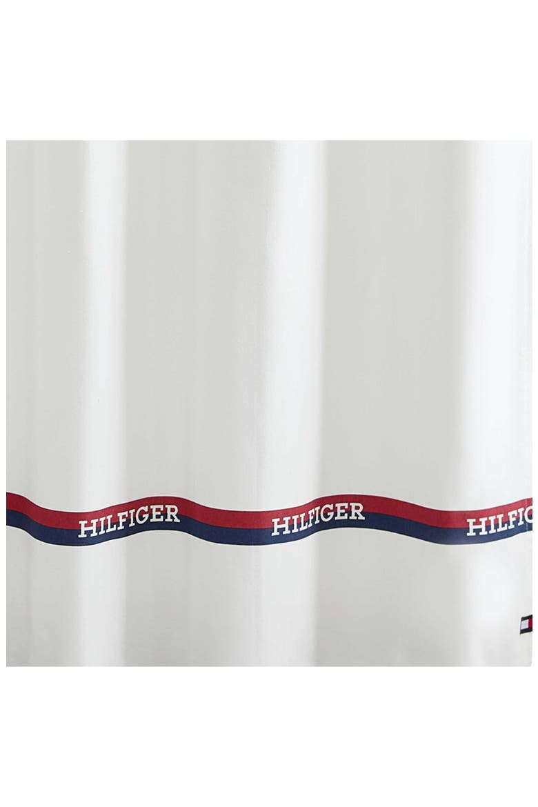 Logo Stripe Shower Curtain, Alternate, color, DEEP BLUE/ NAVIGATOR RED