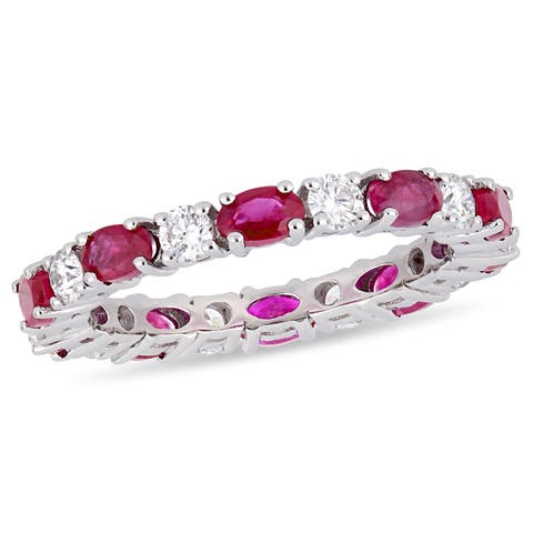Ruby & Diamond Oval Eternity Ring 14k