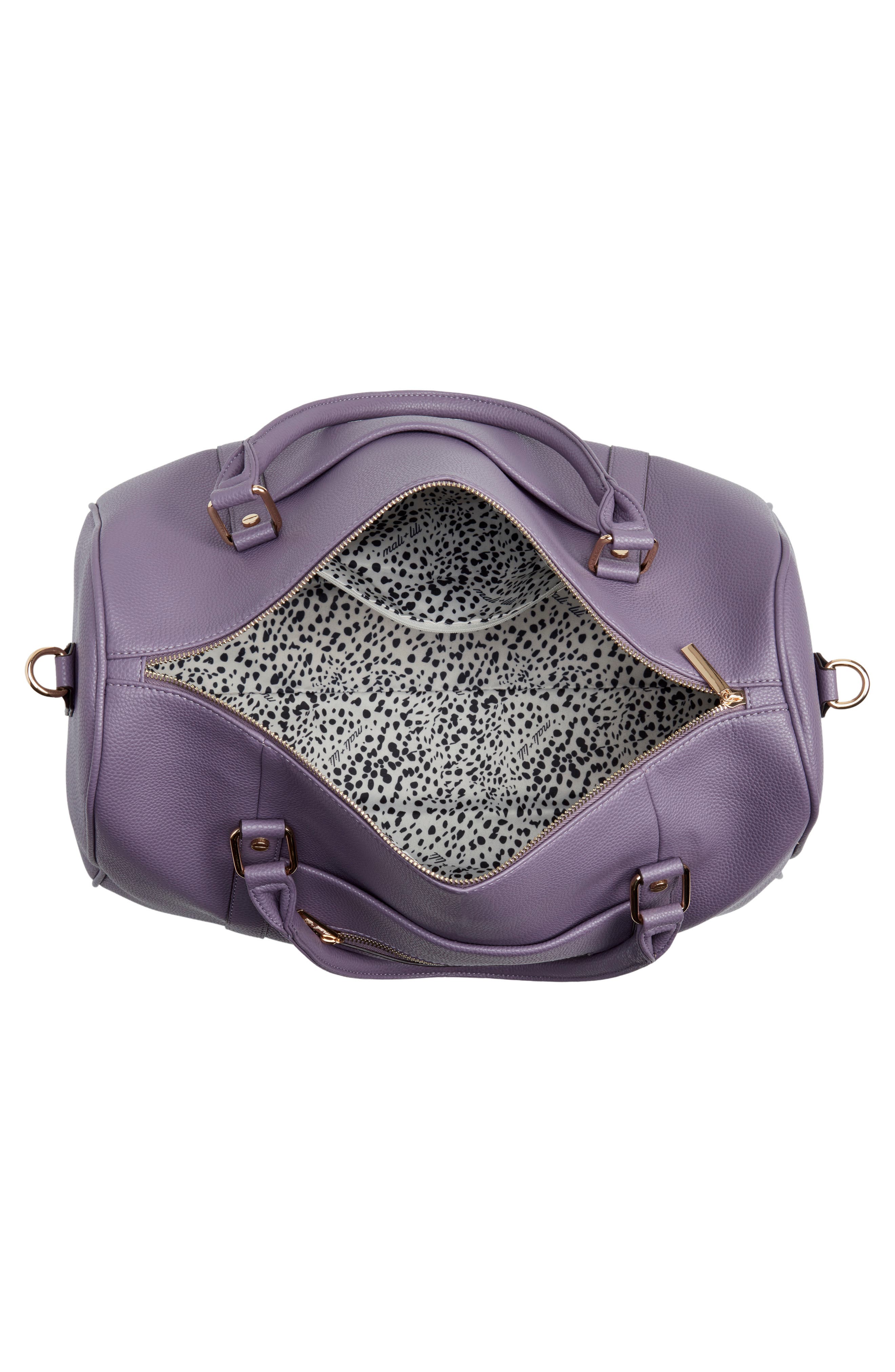 Amber Vegan Leather Overnight Duffle Bag, Alternate, color, EGGPLANT