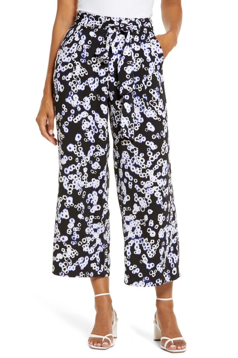 Wide Leg Crop Pants, Main, color, BLACK DEACON FLORAL