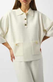 Polo Sweater with Three-Quarter Sleeves