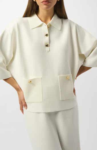 Polo Sweater with Three-Quarter Sleeves