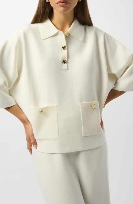 Polo Sweater with Three-Quarter Sleeves