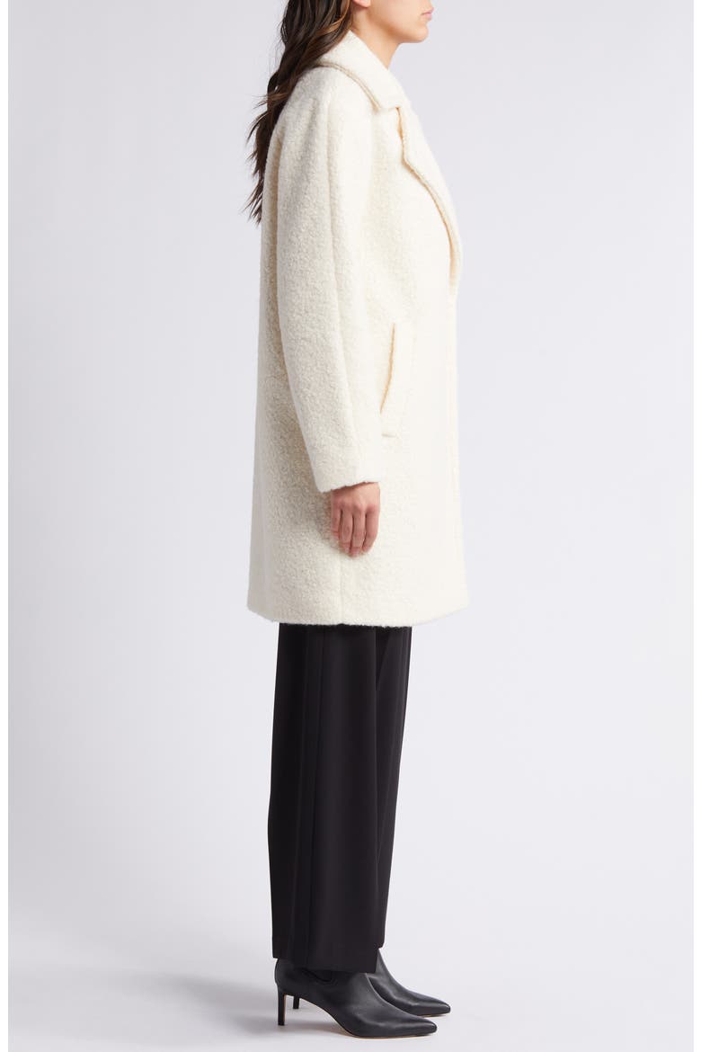 Walker Notch Lapel Longline Bouclé Coat, Alternate, color, CREAM