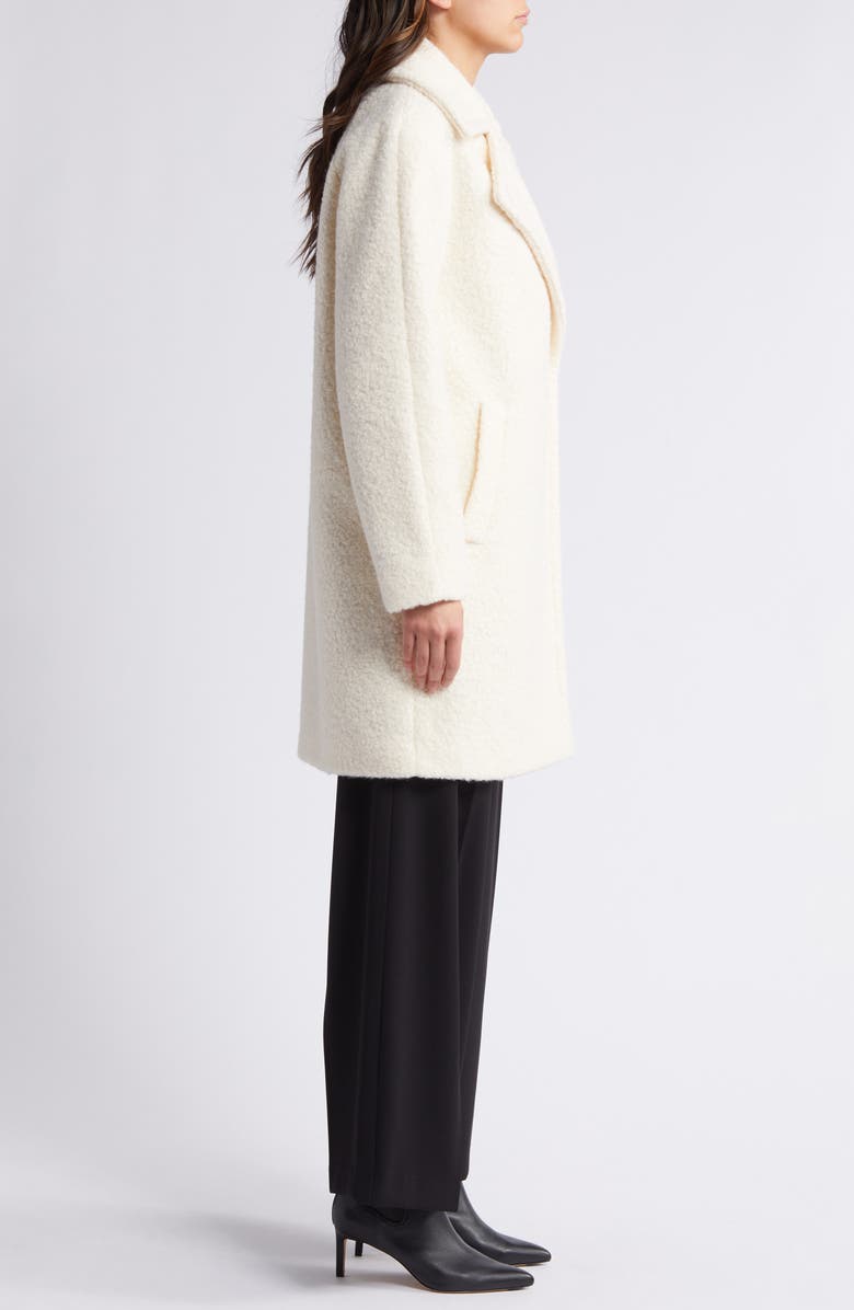 BCBGeneration Walker Notch Lapel Longline Bouclé Coat, Alternate, color, Cream