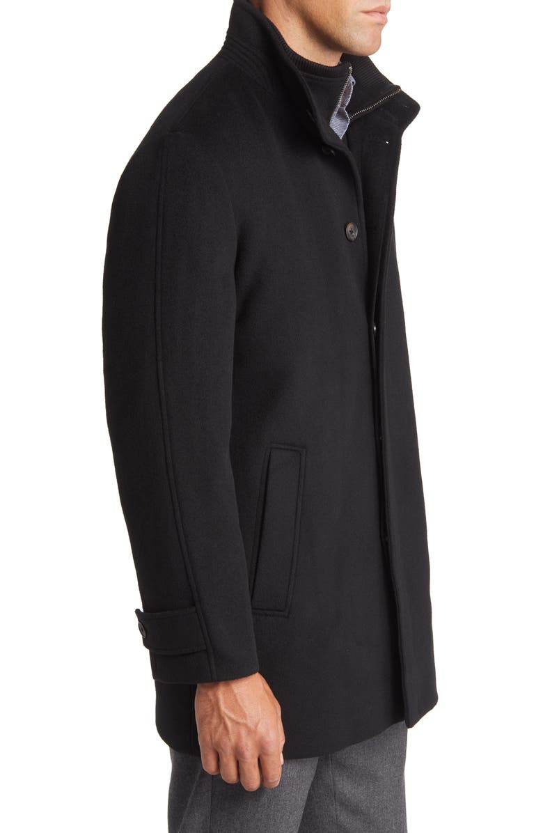 Nordstrom Hudson Bib Insert Wool Car Coat, Alternate, color, Black