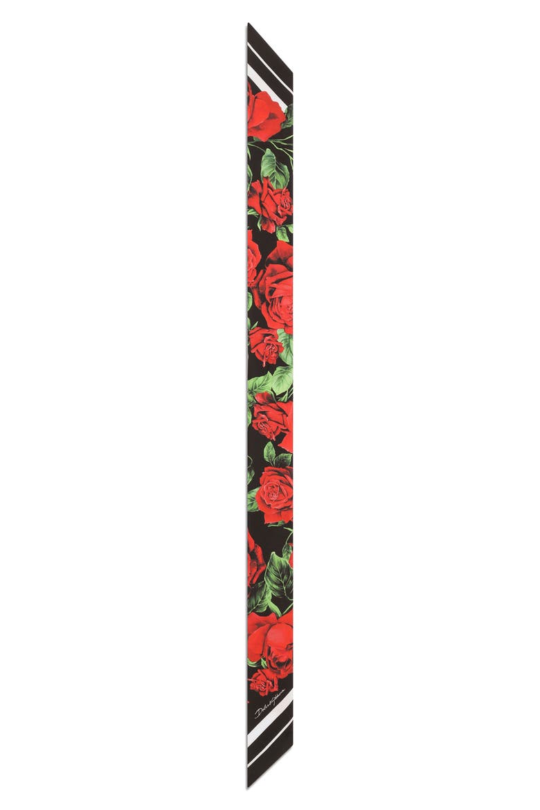Velata Floral Skinny Silk Scarf, Main, color, ROSE ROSSE BORDO BCO