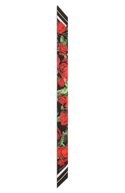Velata Floral Skinny Silk Scarf
