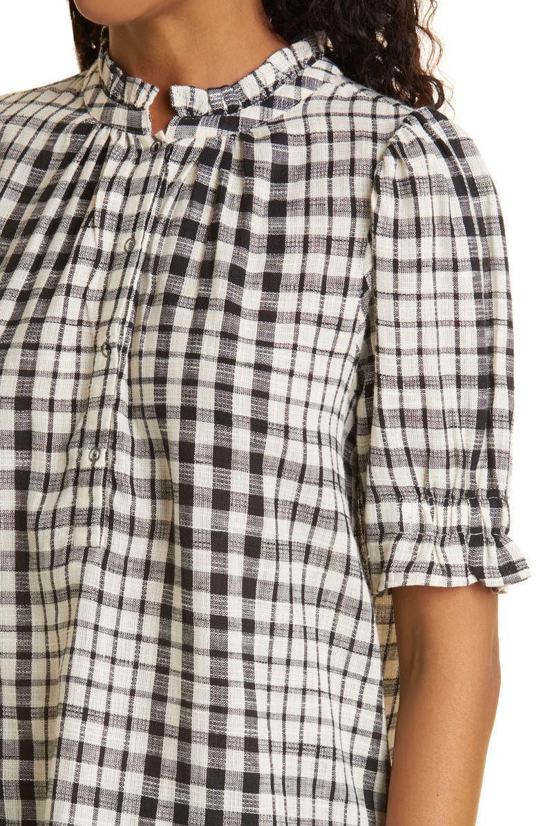 Apiece Apart Los Altos Plaid Cotton Top, Alternate, color,