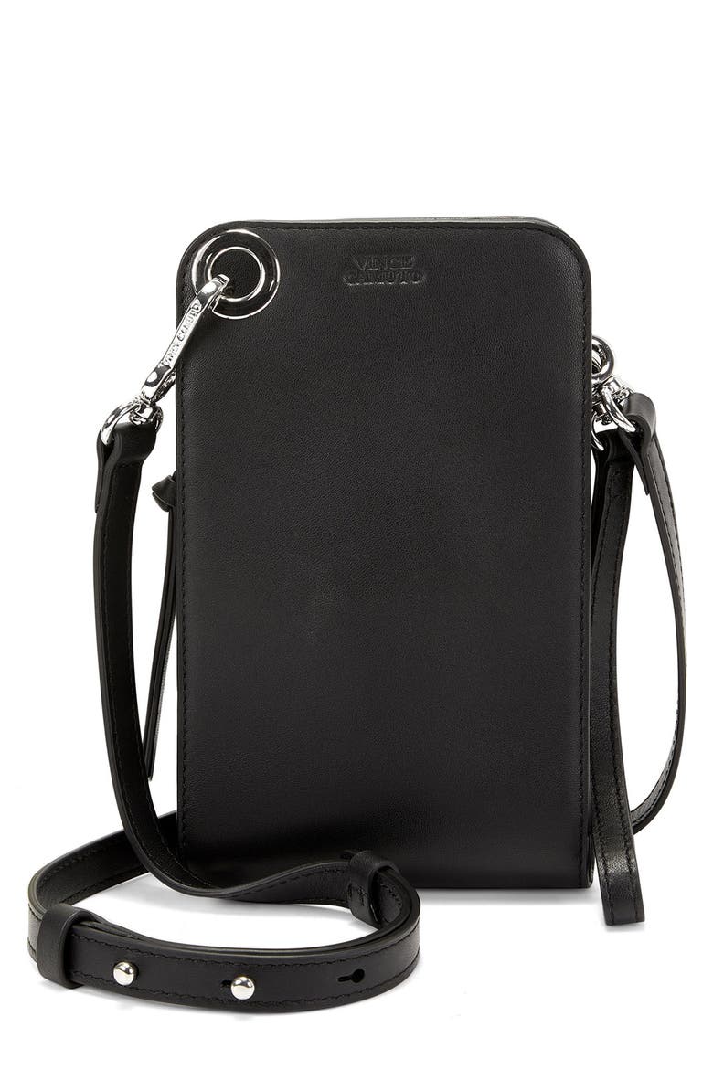 Lani Leather Phone Pouch, Alternate, color, BLACK 01