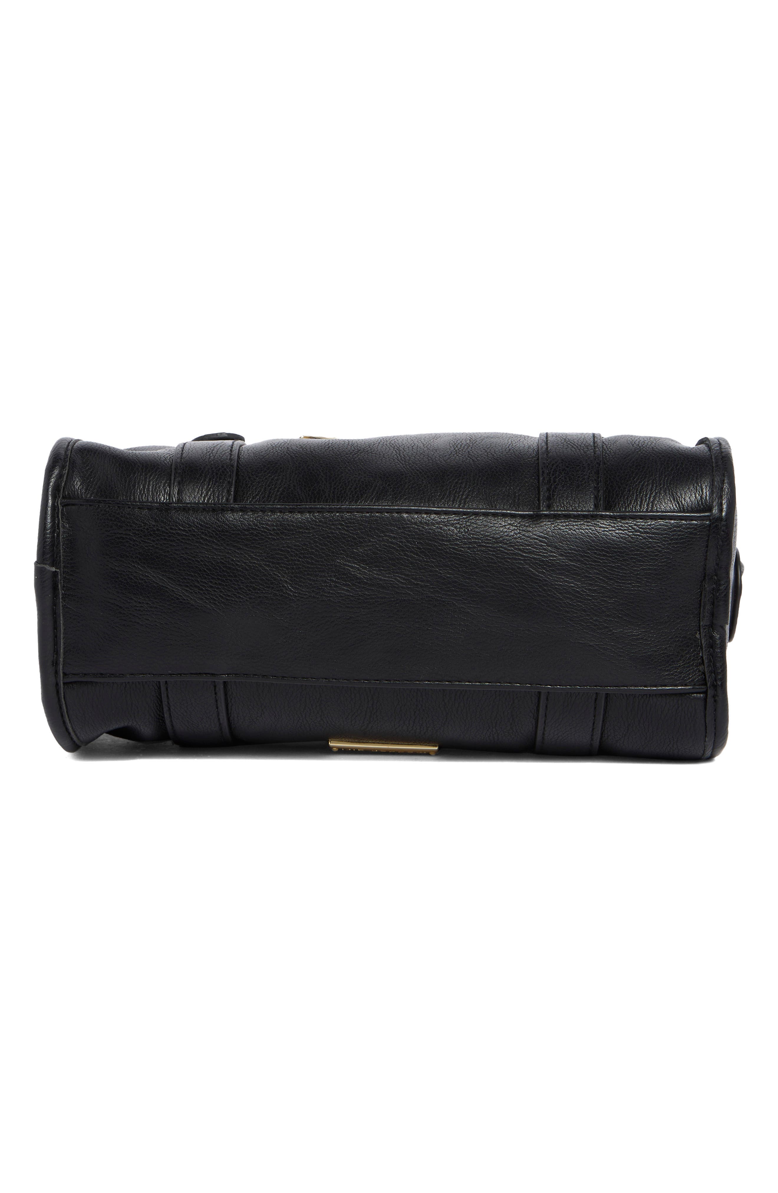 Faux Leather Satchel, Alternate, color, BLACK
