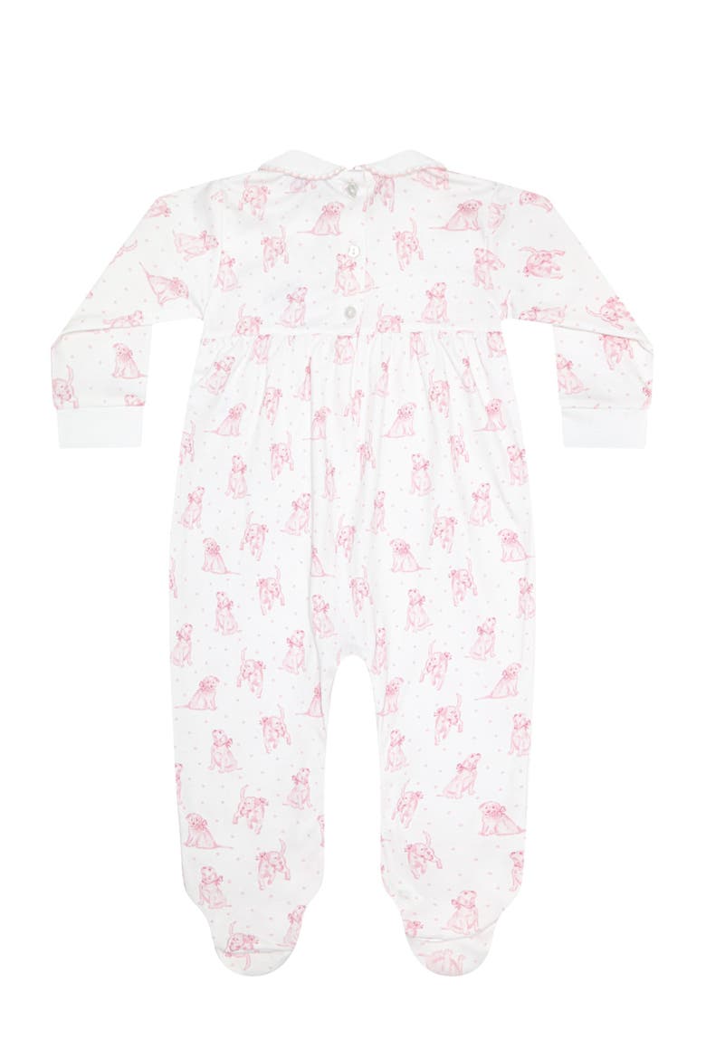 Pink Puppy Love Print Smocked Footie, Alternate, color, Pink