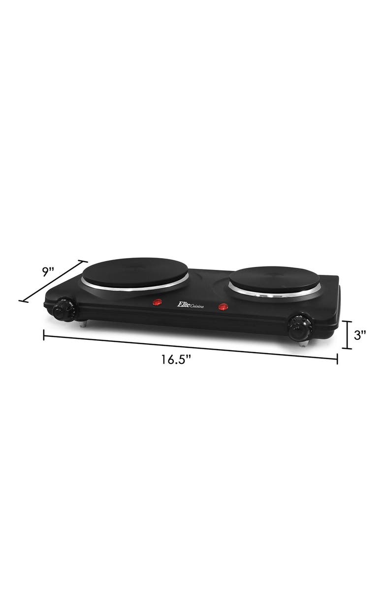 MAXI-MATIC Elite Cuisine Double Countertop Portable Buffet Burner Electric Hot Plate - Black, Alternate, color, 
