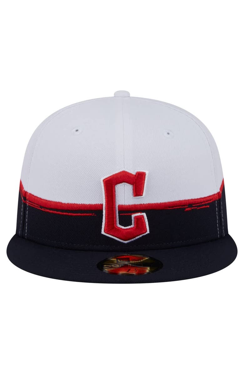New Era Men's New Era Navy/White Cleveland Guardians Paint Stroke 59FIFTY Fitted Hat, Alternate, color, Navy
