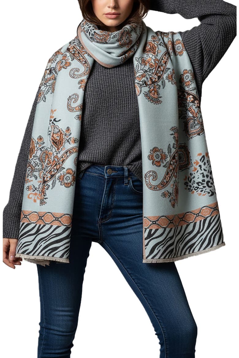 Wild Paisley Reversible Scarf, Main, color, LIGHT BLUE