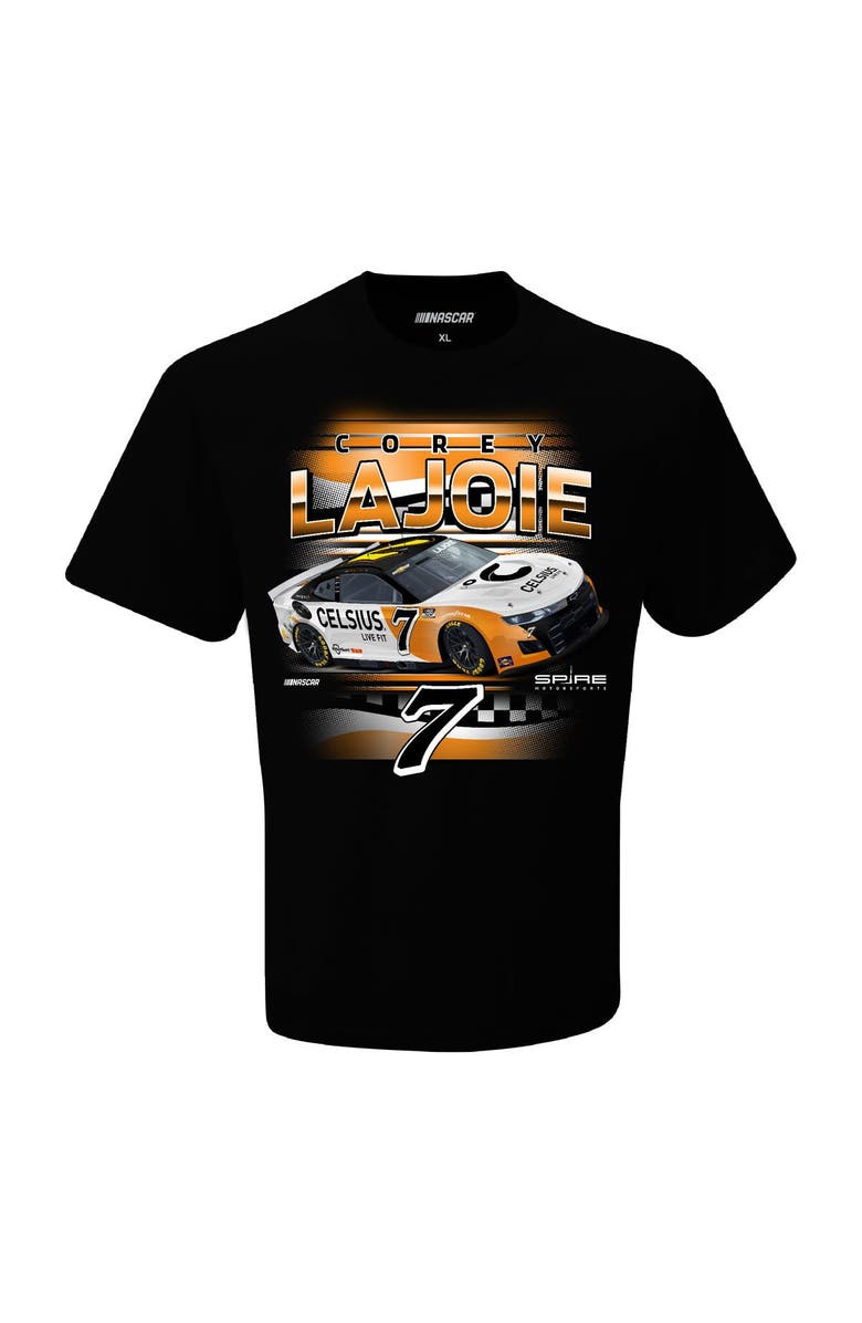 CHECKERED FLAG Men's Checkered Flag Sports Black Corey LaJoie Celsius Car T-Shirt, Alternate, color, Black