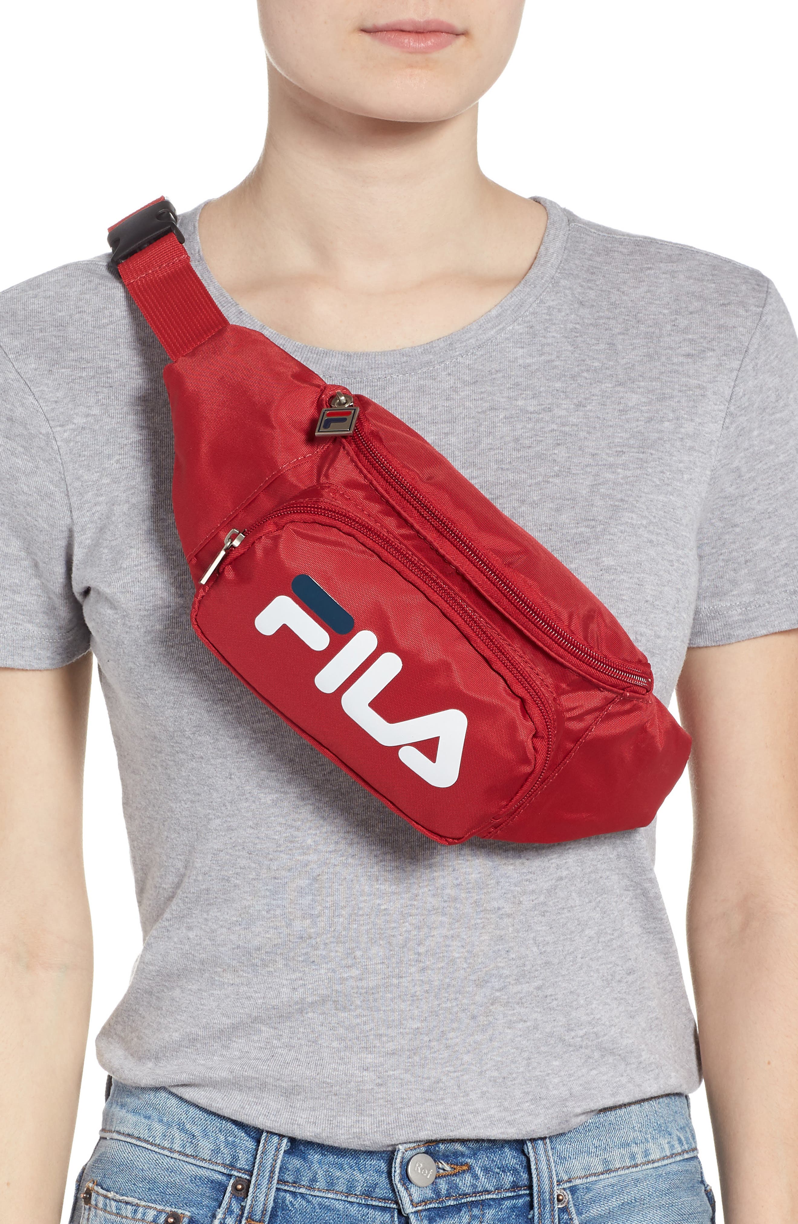Logo Belt Bag, Alternate, color, CHINESE RED/ PEACH/ WHITE