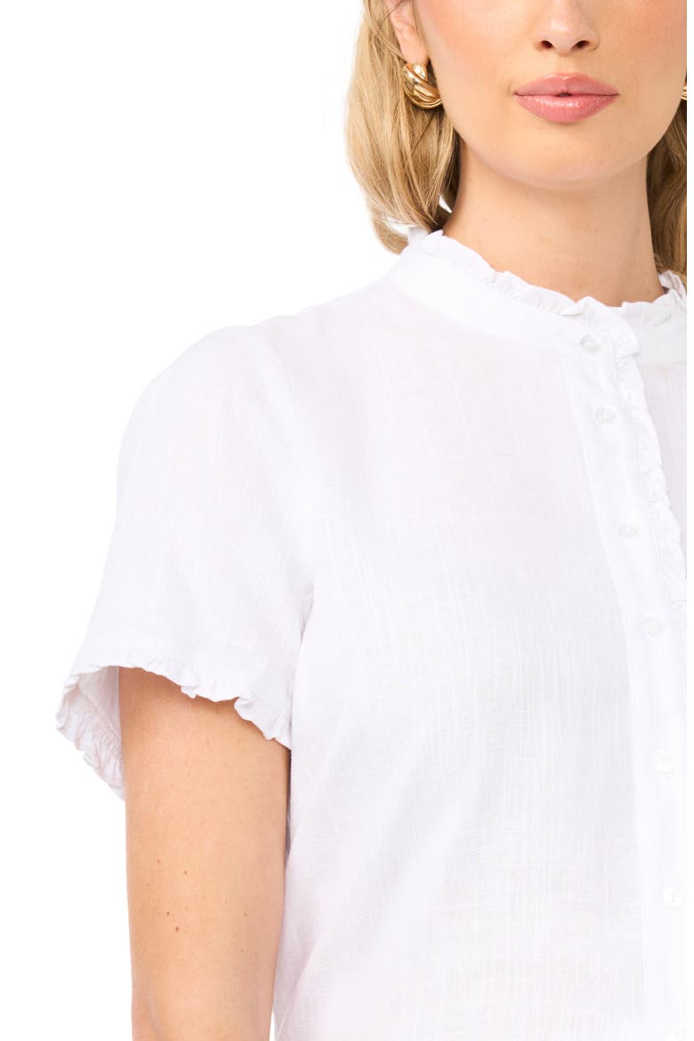 Ruffle Button-Up Shirt, Alternate, color, ULTRA WHITE