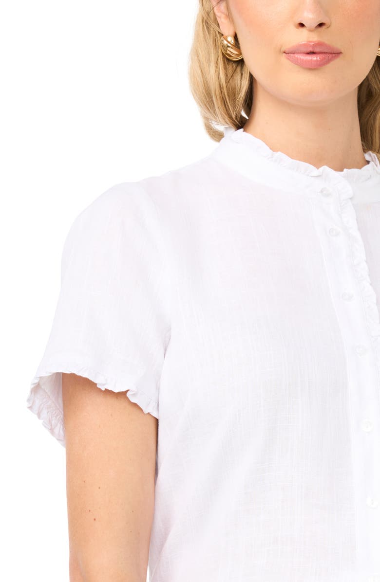 Vince Camuto Ruffle Button-Up Shirt, Alternate, color, Ultra White