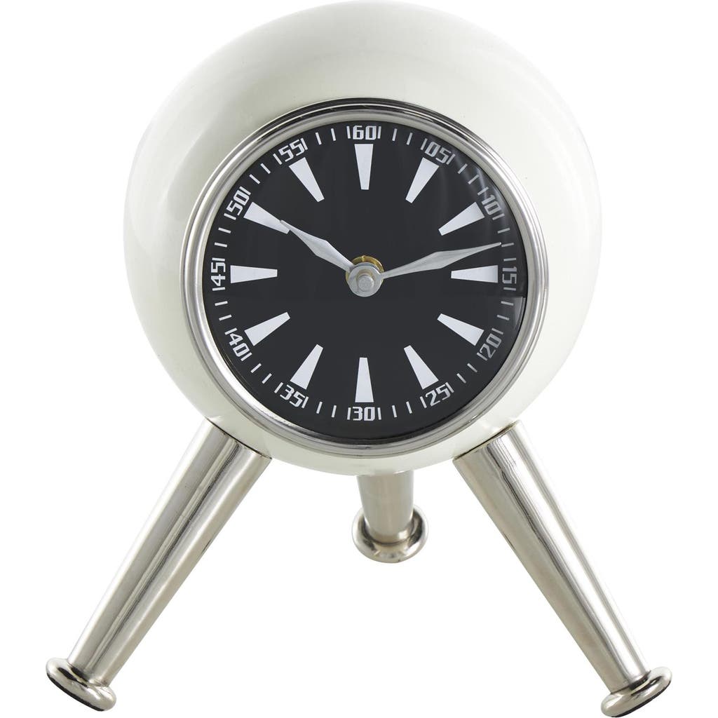 Vivian Lune Home Modern Aluminum Metal Clock In Silver