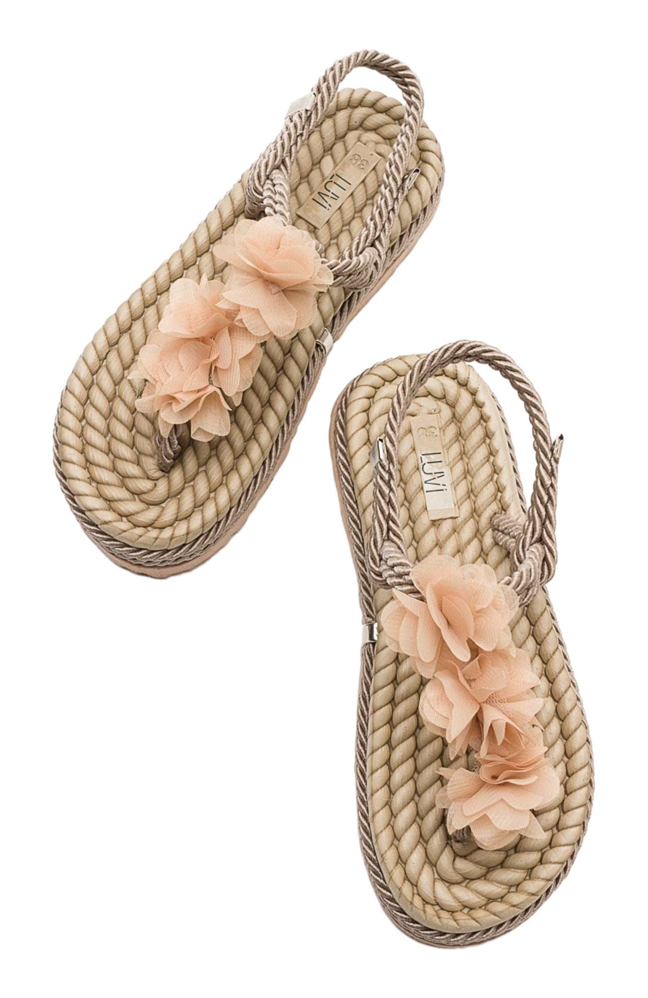 Prologue Shoes SANTRA Lace-Up Thong Sandals, Alternate, color, Dark Beige Faux Leather