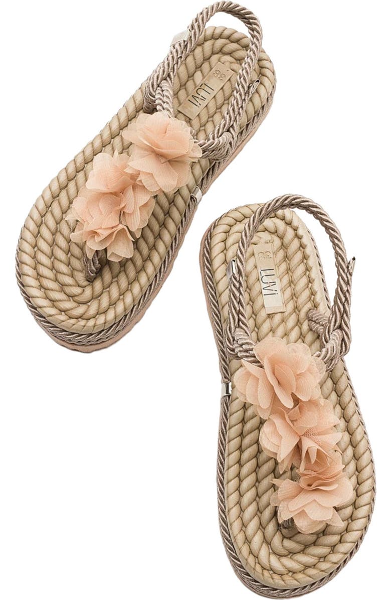 Prologue Shoes SANTRA Lace-Up Thong Sandals, Alternate, color, Dark Beige Faux Leather