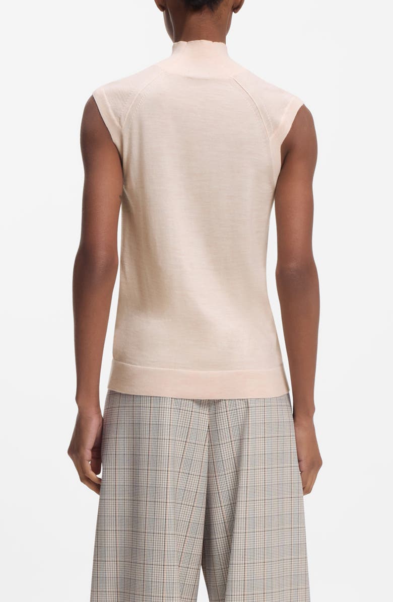 BOSS Fipini Mock Neck Wool Sweater Vest, Alternate, color, Soft Pearl