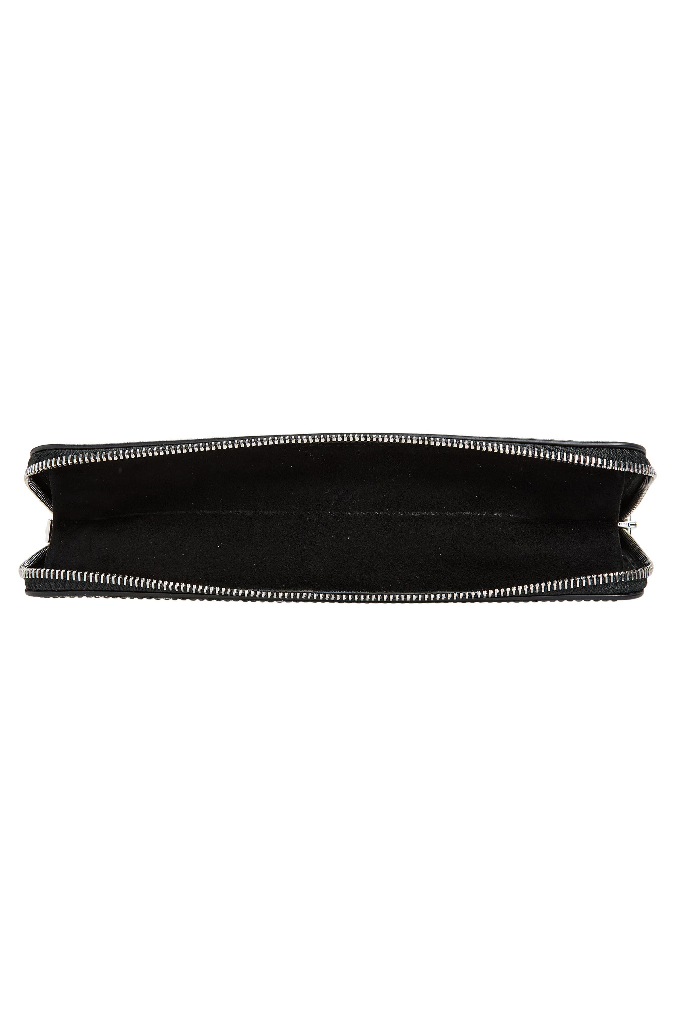 Siren Pochette Crystal Embellished Leather Shoulder Bag, Alternate, color, BLACK