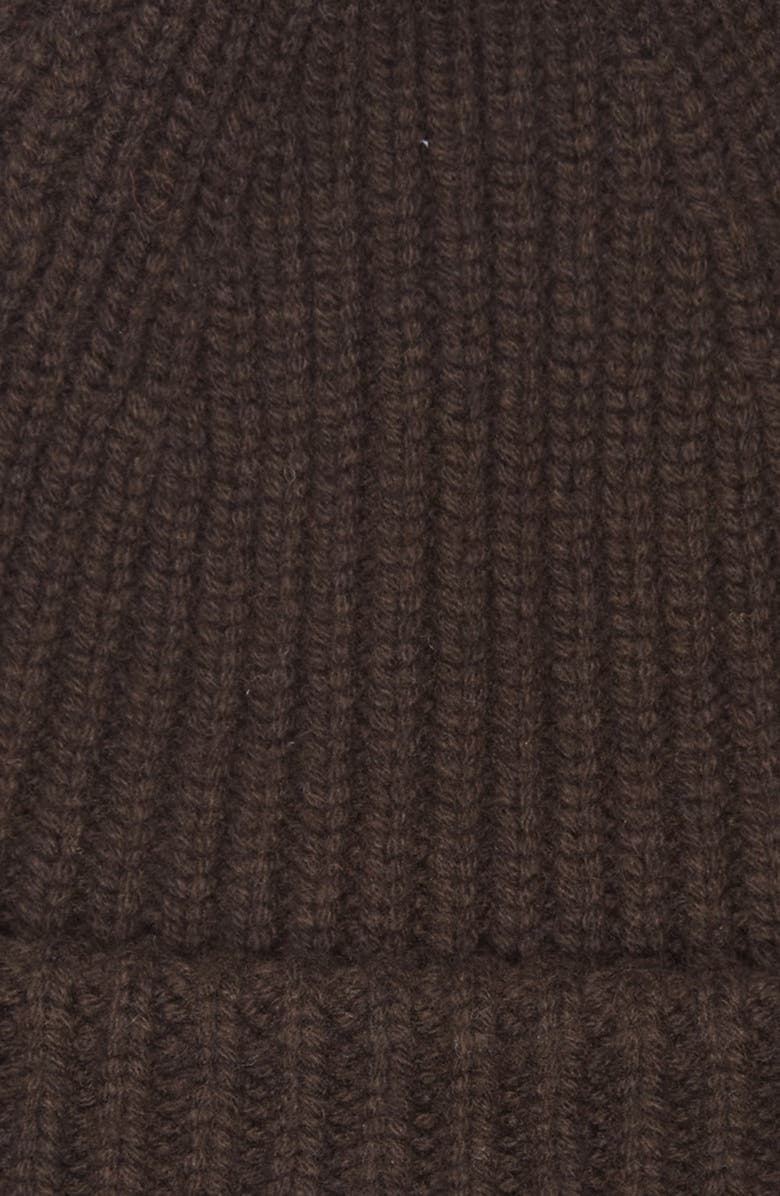 Moncler Logo Patch Virgin Wool & Cashmere Beanie, Alternate, color, Dark Brown