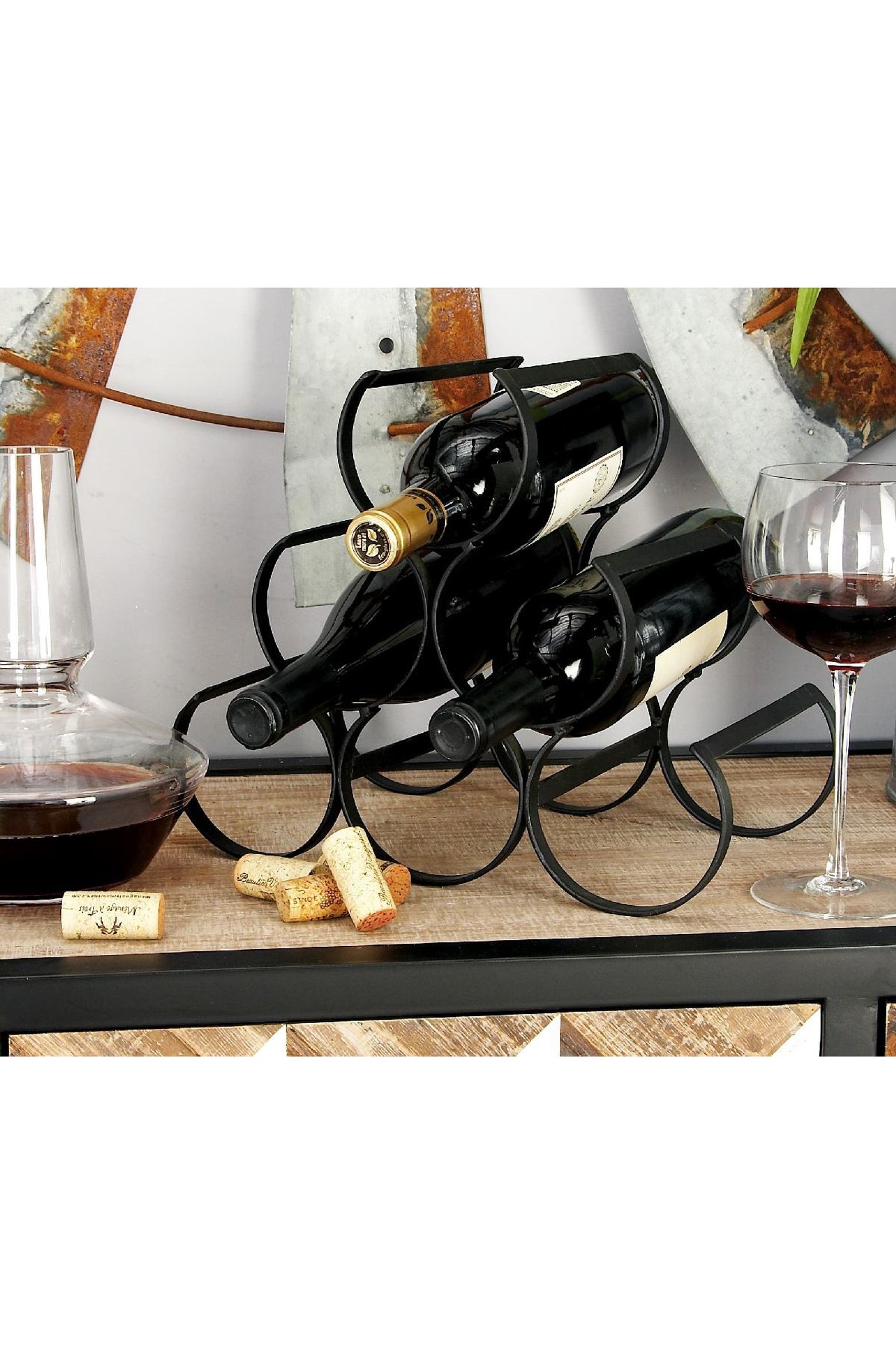 Metal Wine Rack Storage WILLOW ROW Modern Black Iron 6-Bottle Wine Rack | Nordstromrack