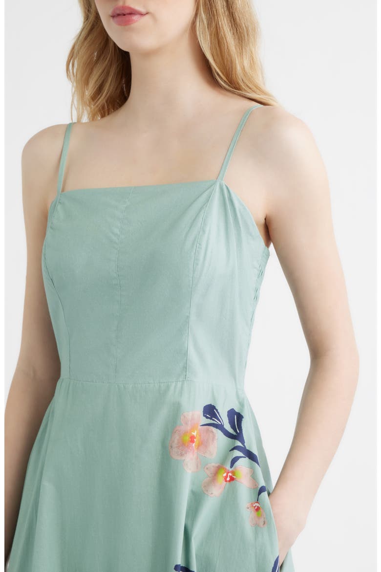 Riley Placed Floral Organic Cotton Poplin Maxi Dress, Alternate, color, MORESCO BLUE SURF
