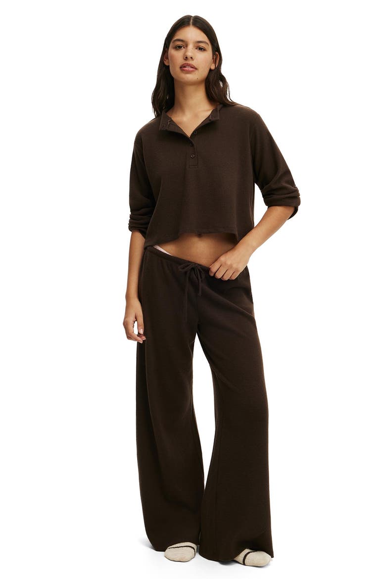 Women's Super Soft Waffle Wide Leg Pant, Alternate, color, Toffee Bean