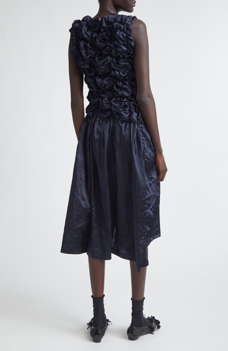 Comme des Garçons Comme des Garçons Gathered Ruffle Satin Dress, Alternate, color, Navy