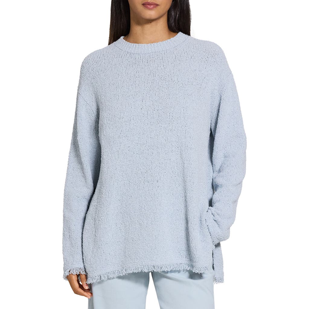Theory Relaxed Organic Cotton Blend Terry Sweater In Blue