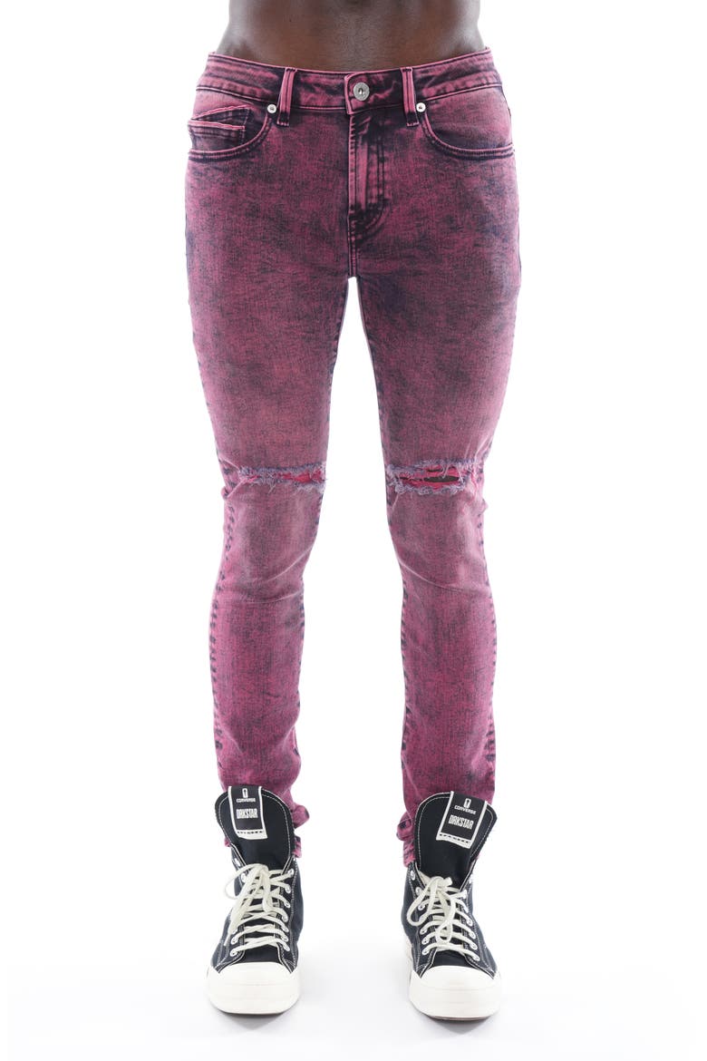 Punk Ripped Super Skinny Jeans, Main, color, RUBY RED