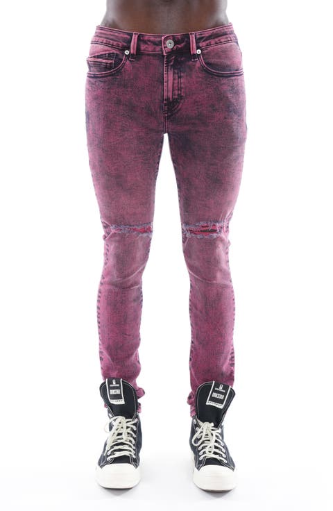 Punk Ripped Super Skinny Jeans (Ruby Red)