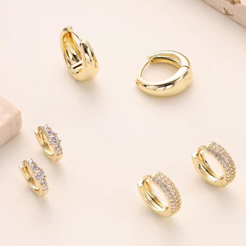 Hollywood Sensation Dainty Huggie Hoop Earrings -3 Pairs In Gold