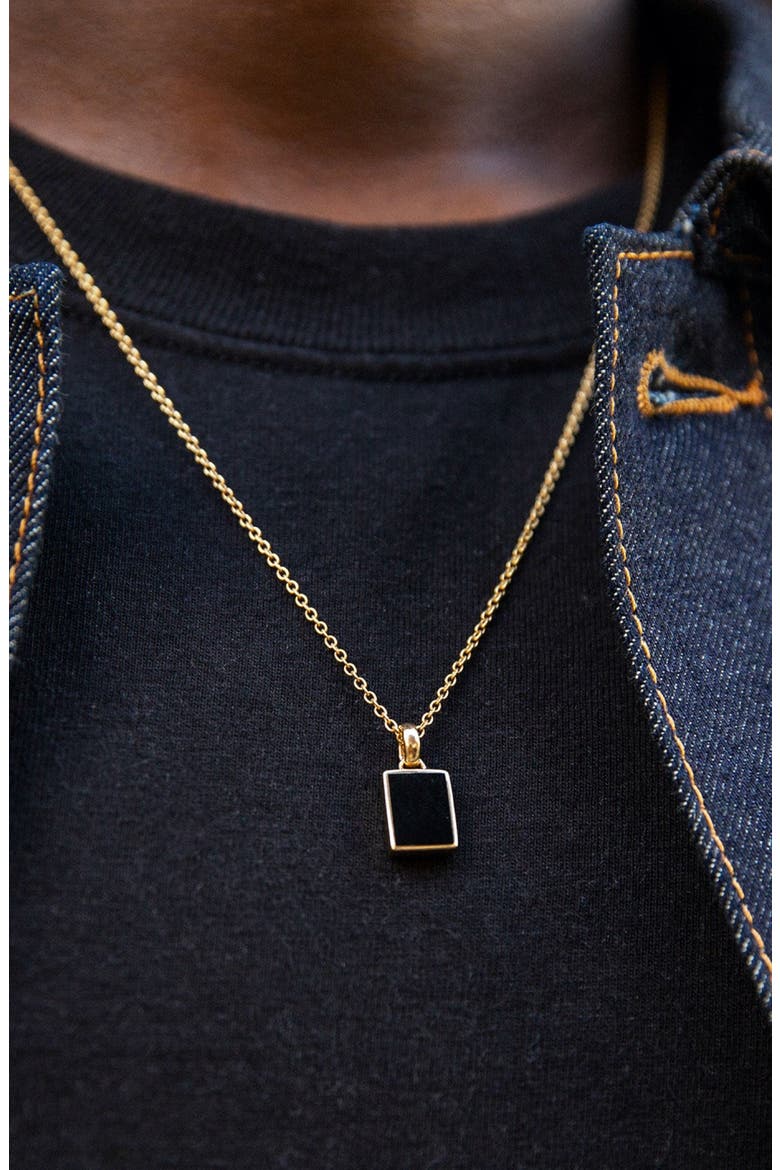 Black Onyx Pendant Necklace, Alternate, color, Yellow Gold/Black Onyx
