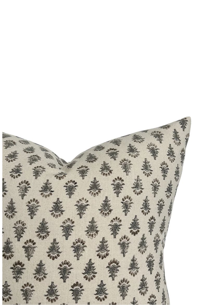 Daphne Cream Floral Handblock Pillow Cover, Alternate, color, Cream