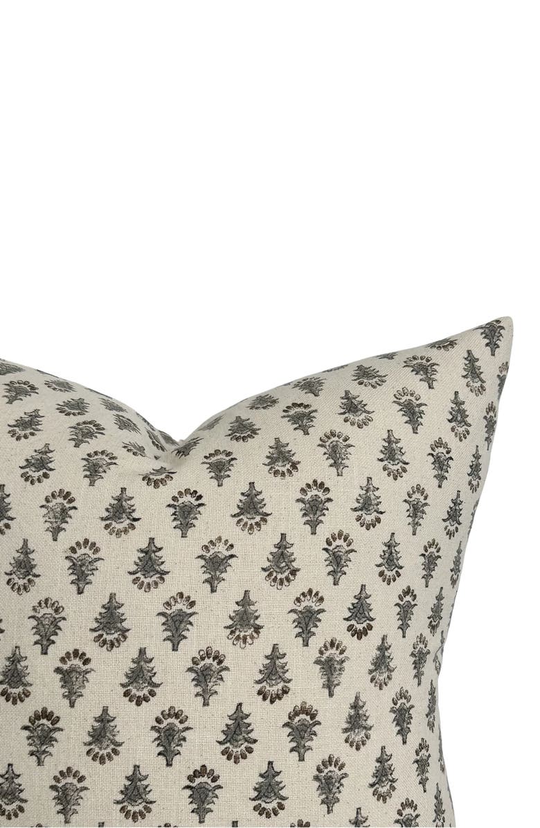 Linen & James Daphne Cream Floral Handblock Pillow Cover, Alternate, color, Cream