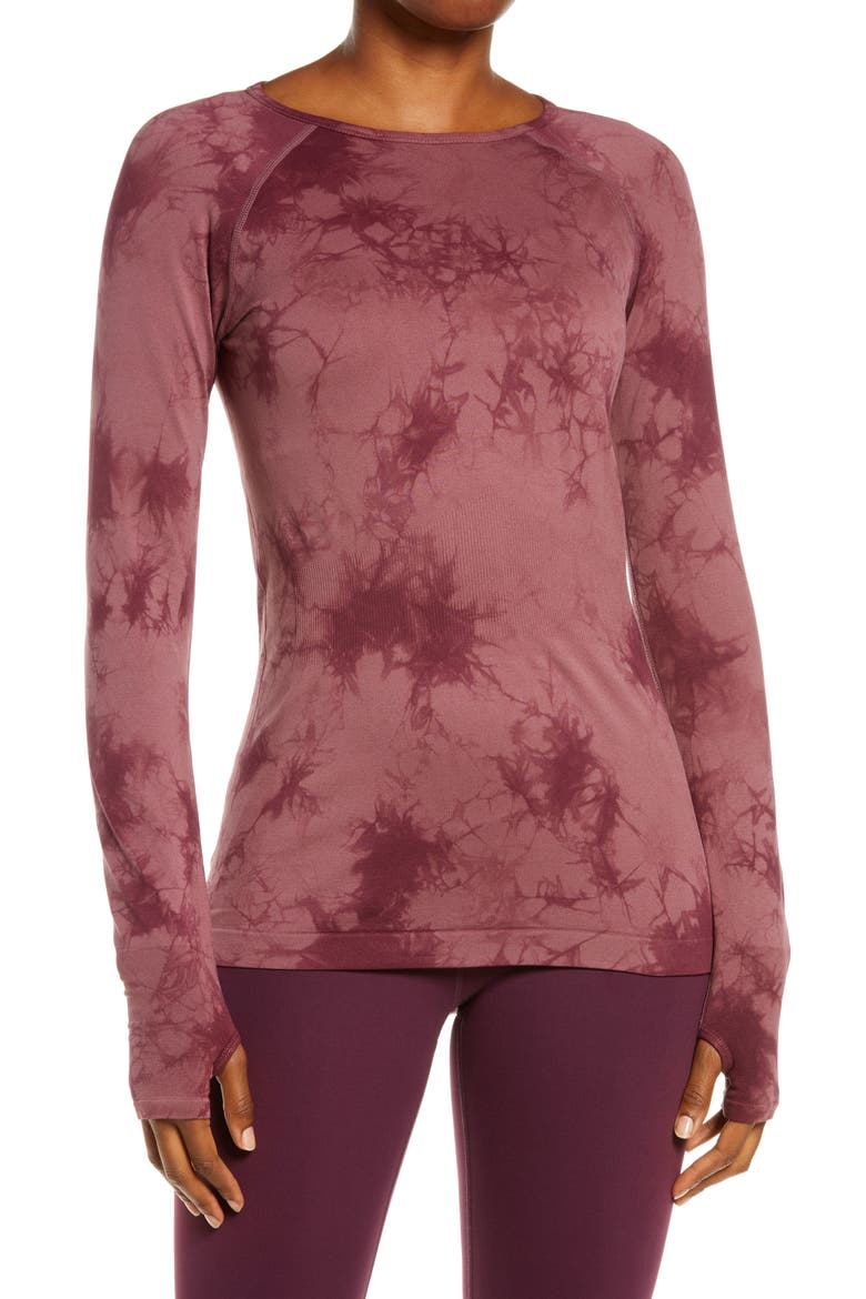Women's Seamless Wick It Long Sleeve Top, Main, color, BURGUNDY LONDON