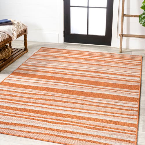 Jonathan Y Castara Wavy Stripe Modern Indoor/outdoor Area Rug In Orange/cream